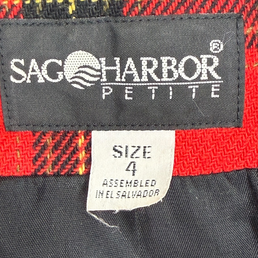 Sag Harbor Vintage Red Plaid Women's Wool Blend Blazer - Picture 7 of 9